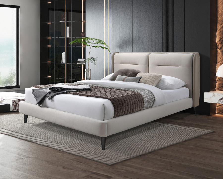 Contempo Serena Upholstered King Size Bed - Oatmeal/Cooper, Fabric/Polyurethane