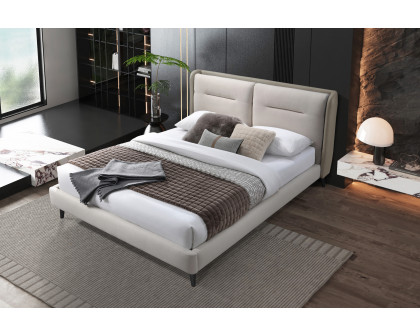 Contempo™ Serena Upholstered King Size Bed - Oatmeal/Cooper, Fabric/Polyurethane