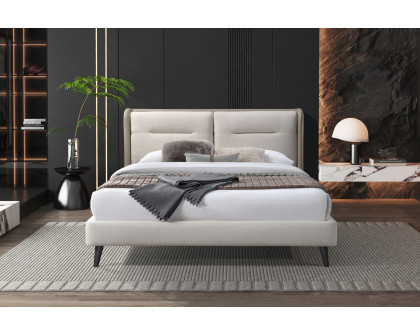 Contempo™ Serena Upholstered King Size Bed - Oatmeal/Cooper, Fabric/Polyurethane