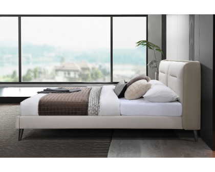 Contempo™ Serena Upholstered King Size Bed - Oatmeal/Cooper, Fabric/Polyurethane