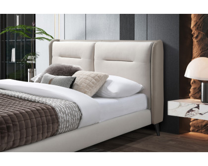 Contempo™ Serena Upholstered King Size Bed - Oatmeal/Cooper, Fabric/Polyurethane