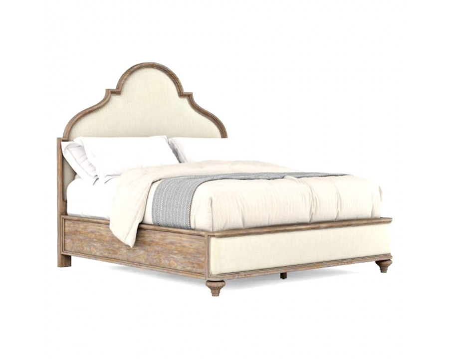 Creative Architrave King Size Bed with Upholstered Panel - Rustic Almond