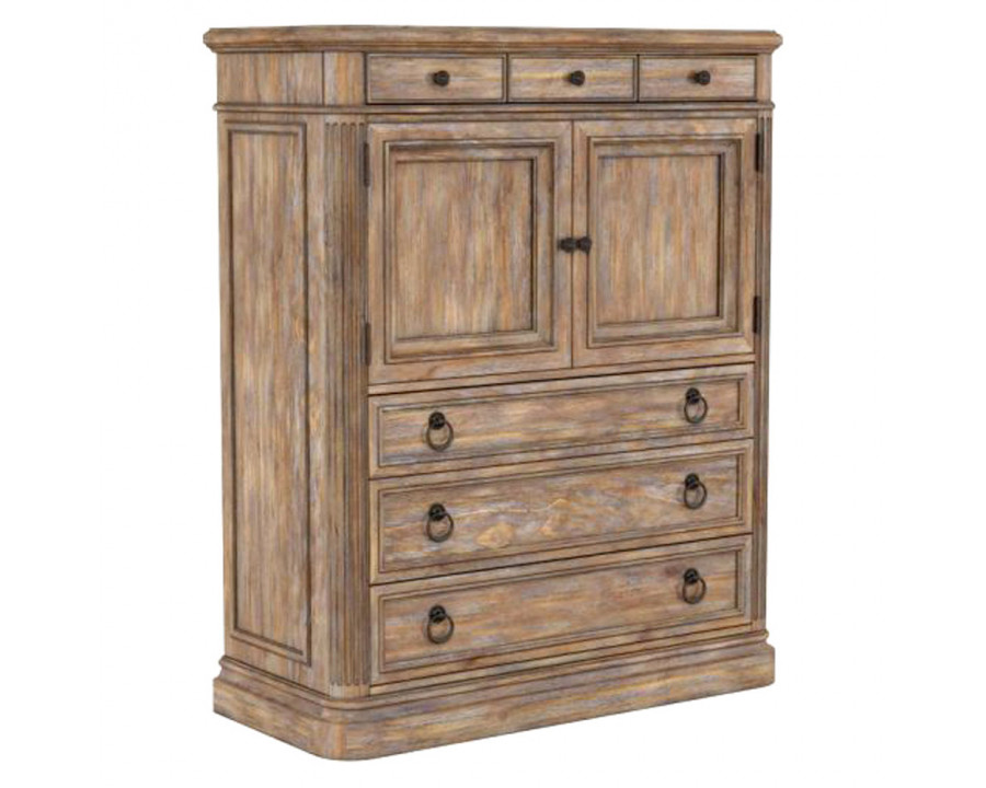 Creative Architrave 2 Door 6 Drawer Chest - Rustic Almond, Pine Solids