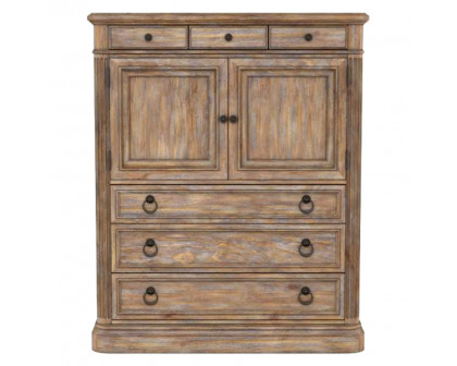 Creative Architrave 2 Door 6 Drawer Chest - Rustic Almond, Pine Solids