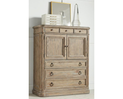 Creative Architrave 2 Door 6 Drawer Chest - Rustic Almond, Pine Solids