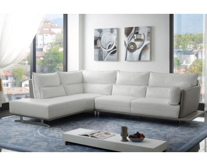 Creative Adeline Modern Left Facing Sectional - Snow White/Ligh Gray, Leather