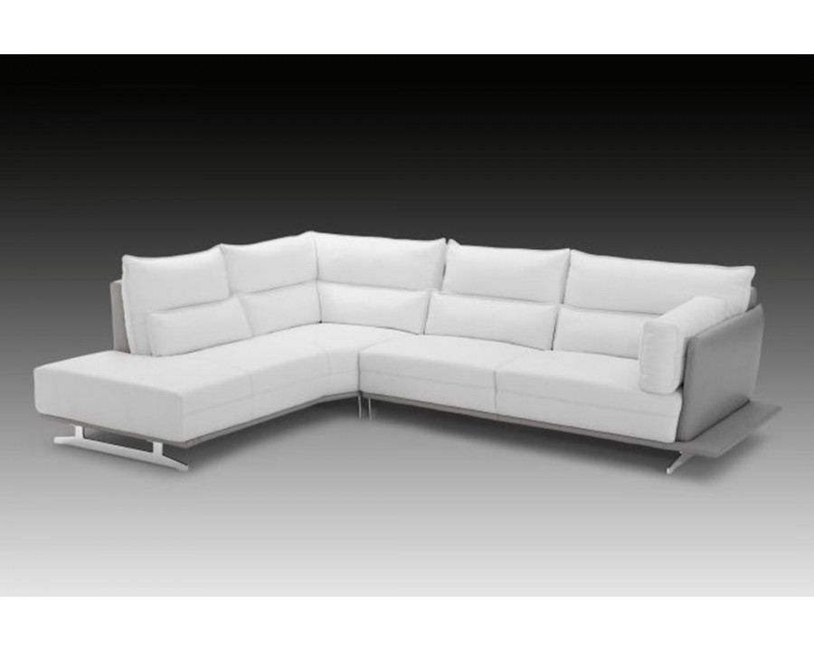 Creative Adeline Modern Left Facing Sectional - Snow White/Ligh Gray, Leather