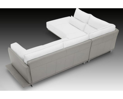 Creative Adeline Modern Right Facing Sectional - Snow White/Light Gray, Leather