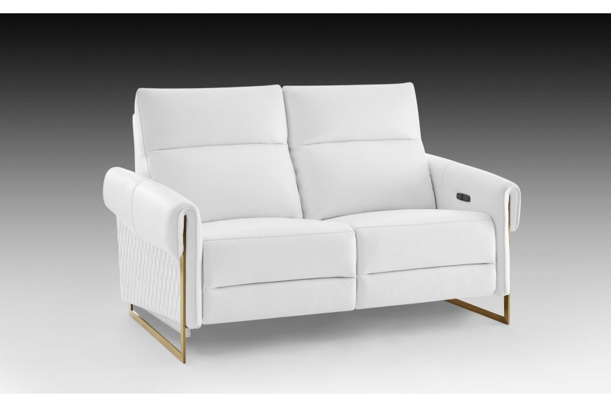 Creative™ Alice Loveseat with Two Recliners - White, Leather