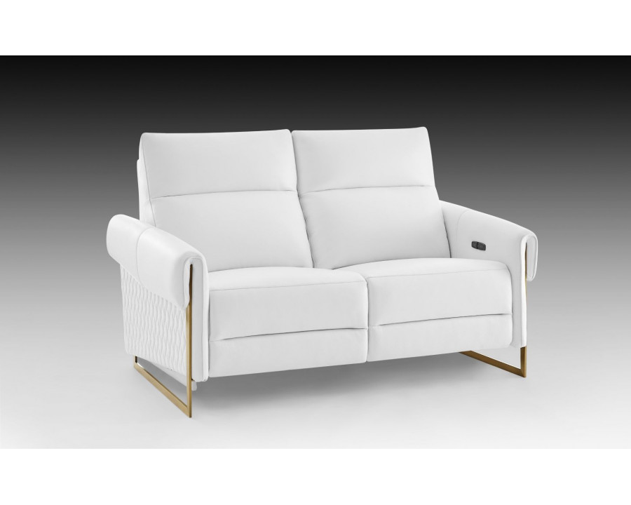 Creative Alice Loveseat with Two Recliners - White, Leather