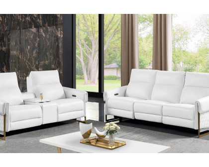 Creative Alice Loveseat with Two Recliners - White, Leather