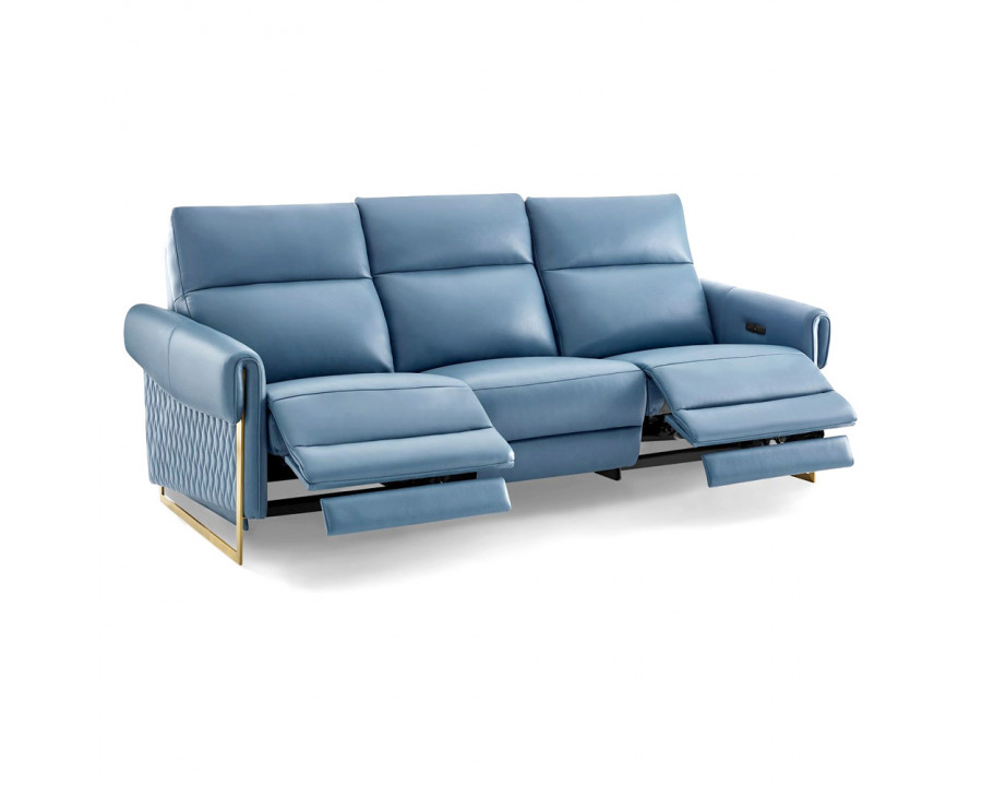 Creative Alice Sofa with Two Recliners - Blue, Leather