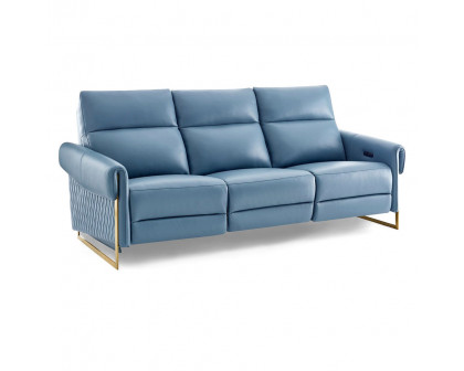 Creative Alice Sofa with Two Recliners - Blue, Leather