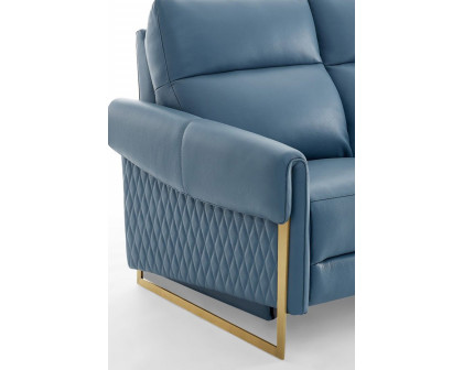 Creative Alice Sofa with Two Recliners - Blue, Leather