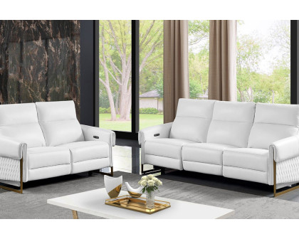 Creative Alice Sofa with Two Recliners - White, Leather