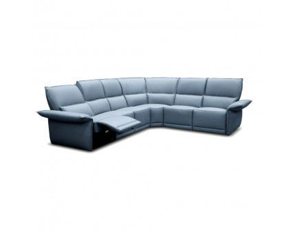 Creative Alita 6 Piece Modular Sectional with Recliners - Blue, Top Grain Leather