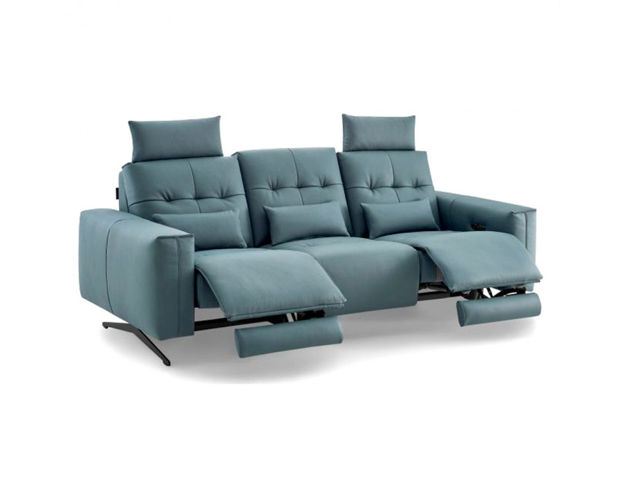 Creative Amalfi Sofa with Two Recliners - Green, Leather