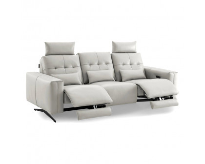 Creative Amalfi Sofa with Two Recliners - Light Gray, Leather