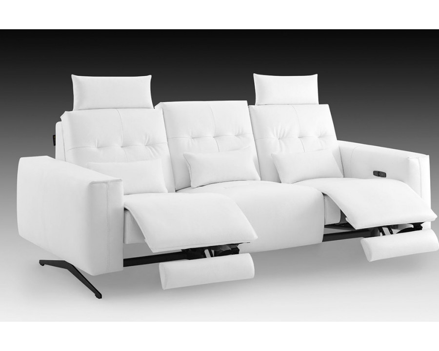 Creative Amalfi Sofa with Two Recliners - White, Leather