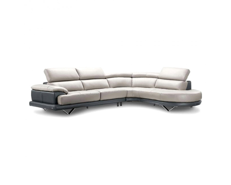 Creative Cecile Right Facing Sectional - Gray, Top Grain Full Leather