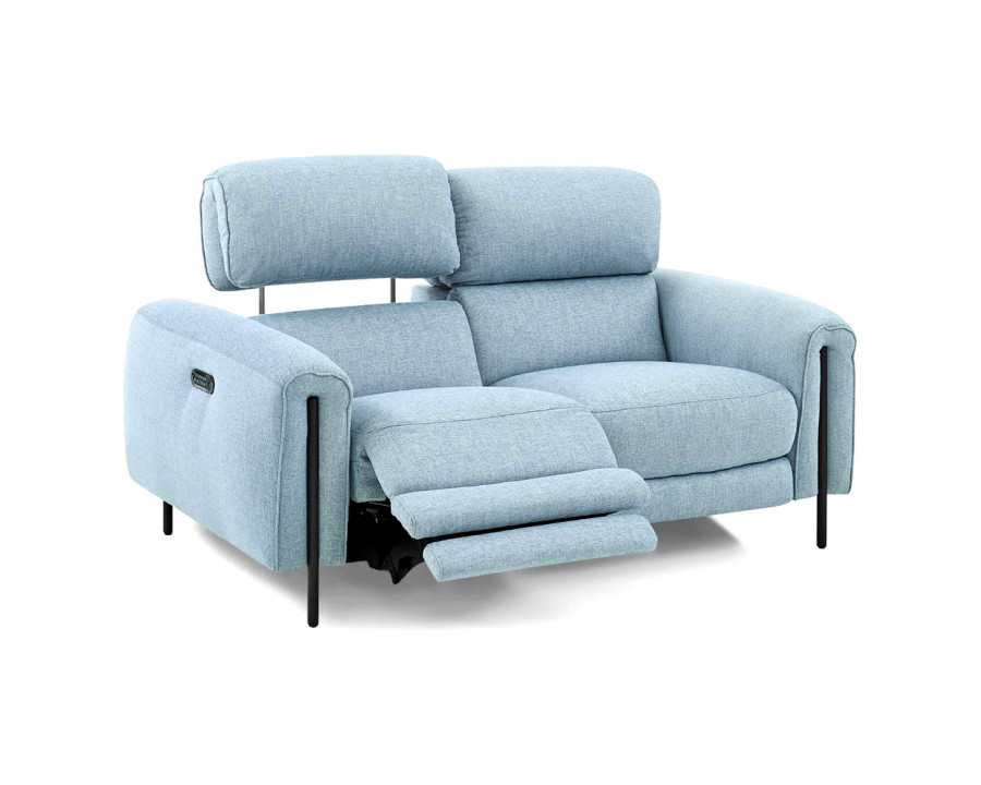 Creative Charm Loveseat with Two Recliners - Angel Blue, Fabric