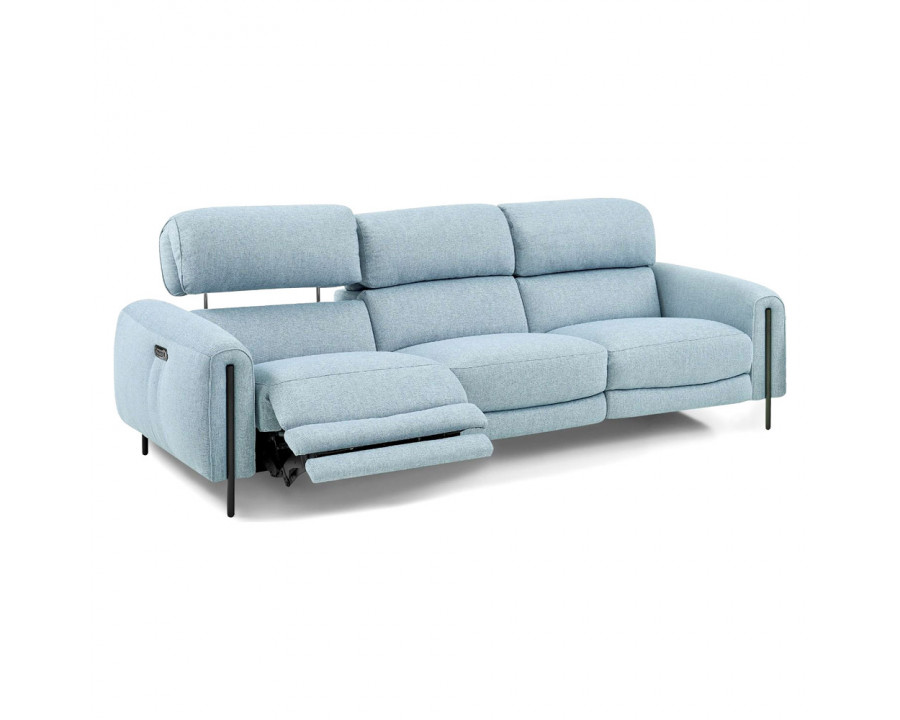 Creative Charm Sofa with Two Recliners - Angel Blue, Fabric