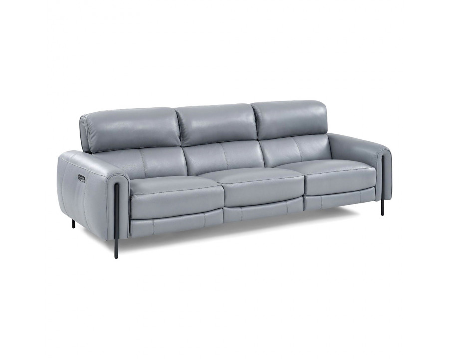 Creative Charm Sofa with Two Recliners - Sleet, Leather