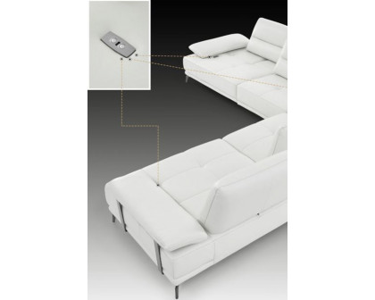 Creative Eleganto 5 Piece Sectional with Power Motion Backrests - Alabaster, Leather