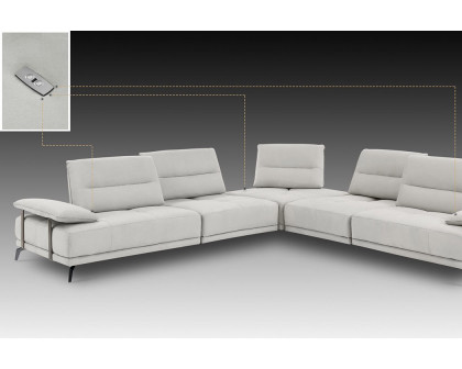 Creative Eleganto 5 Piece Sectional with Power Motion Backrests - Frost Gray, Leather