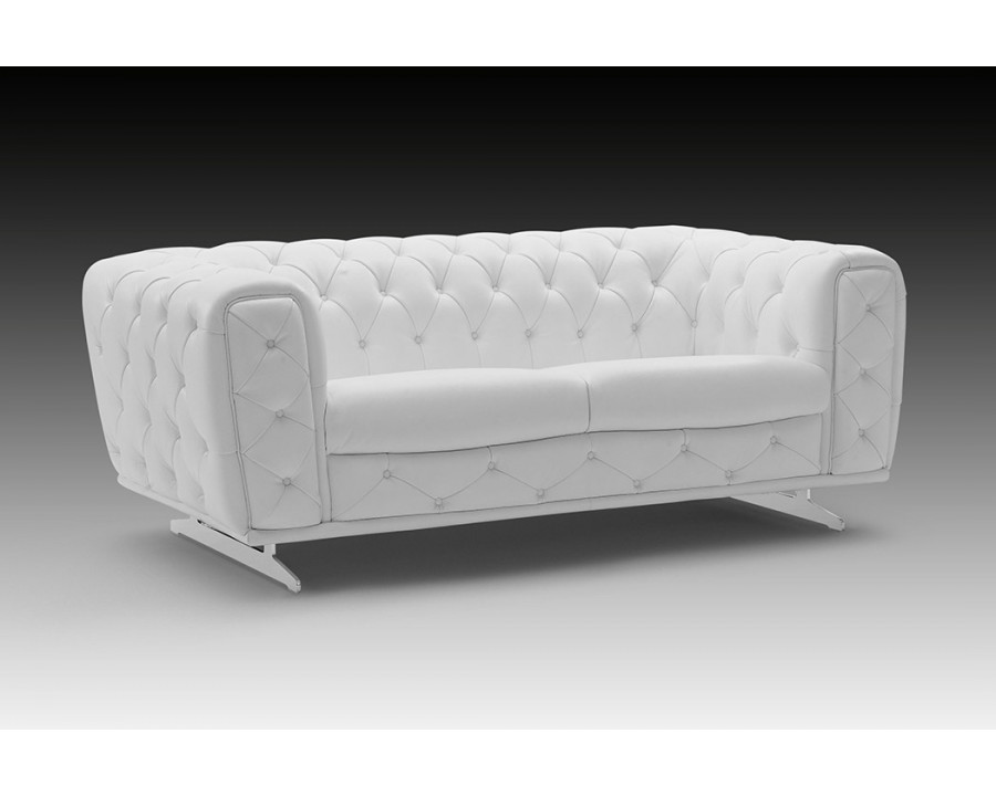 Creative Ellie Modern Loveseat - White, Leather