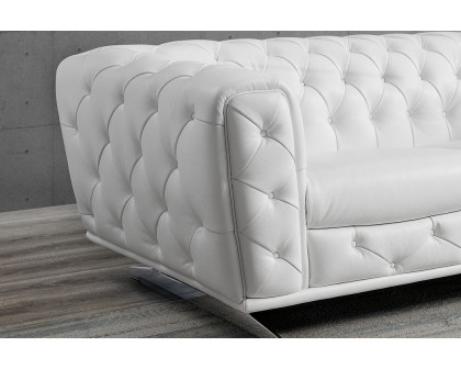 Creative Ellie Modern Loveseat - White, Leather