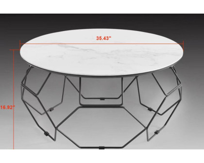 Creative Ellipse Ceramic Top Coffee Table - White