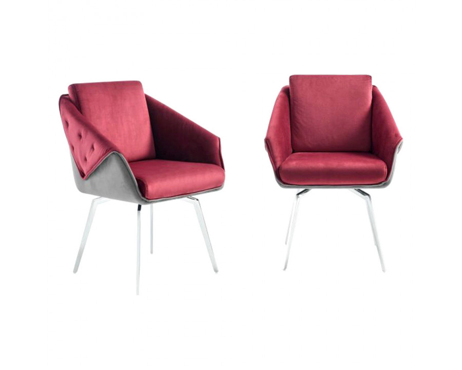 Creative Jess Armchair - Bordeaux/Chrome, Velvet/Metal