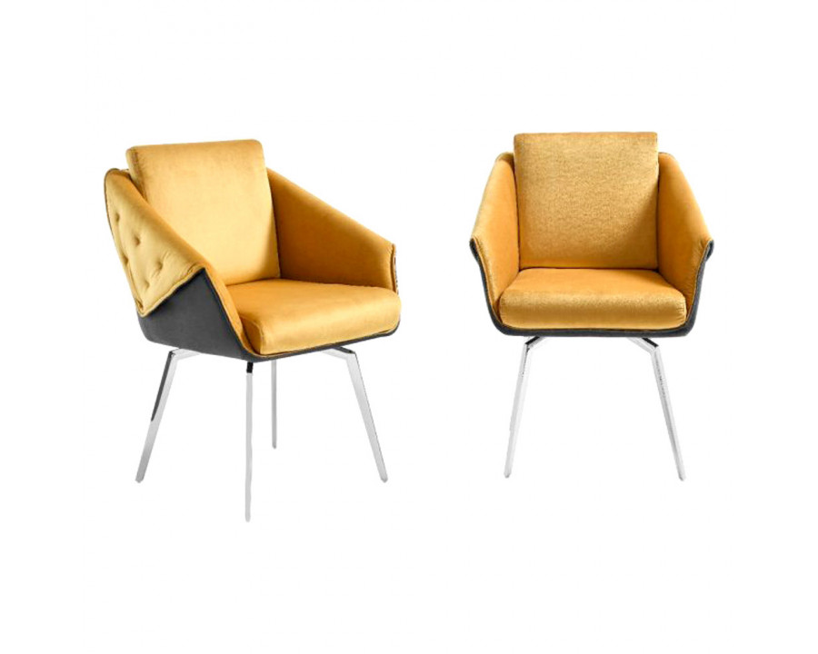 Creative Jess Armchair - Yellow/Chrome, Velvet/Metal