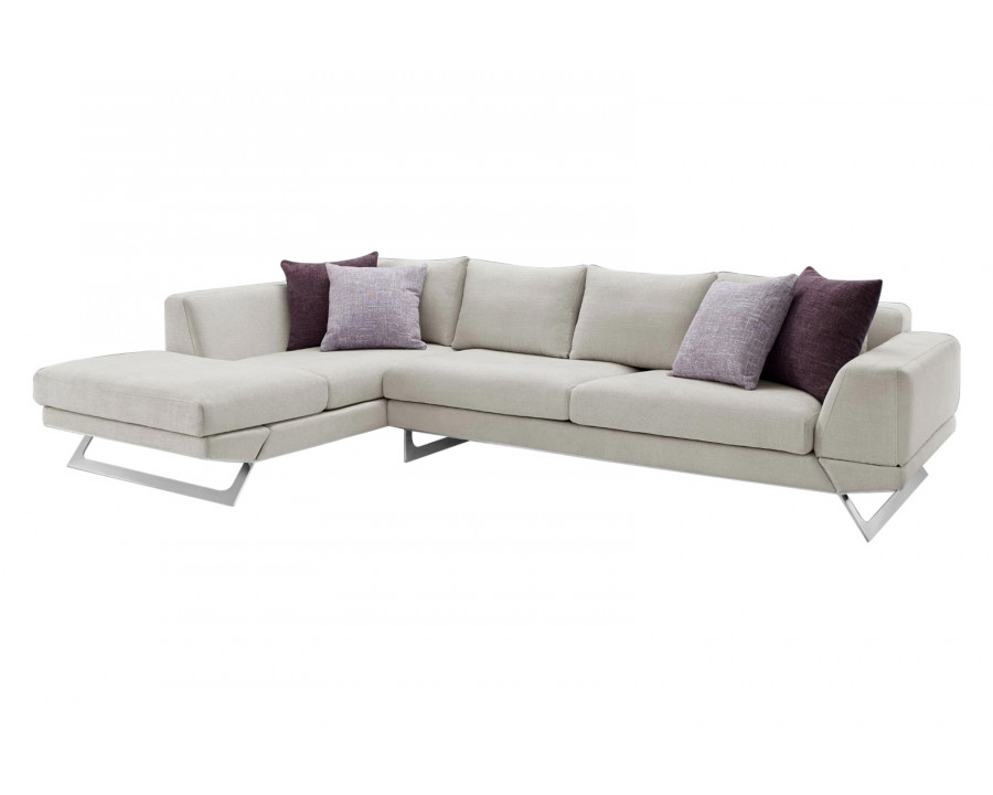 Creative Lia Left Facing Sectional Sofa - Beige, Fabric