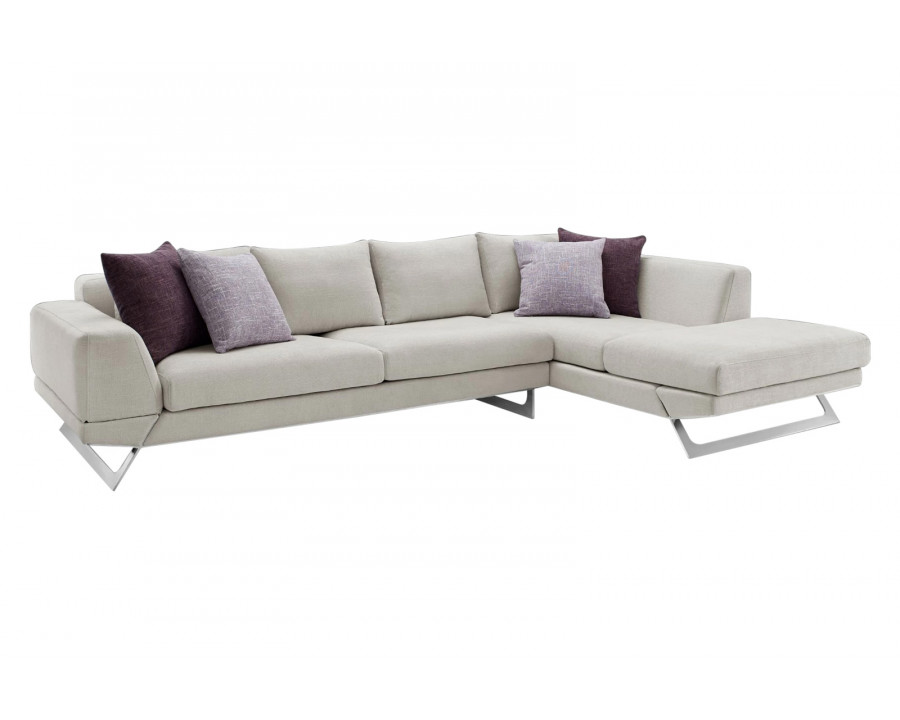 Creative Lia Right Facing Sectional Sofa - Beige, Fabric