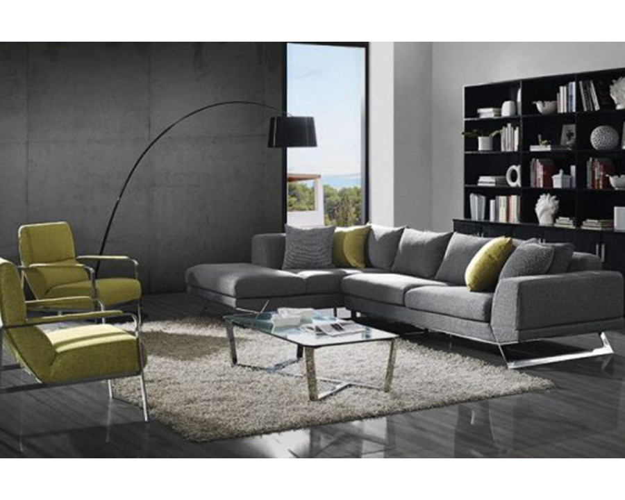 Creative Lia Left Facing Sectional Sofa - Gray, Fabric