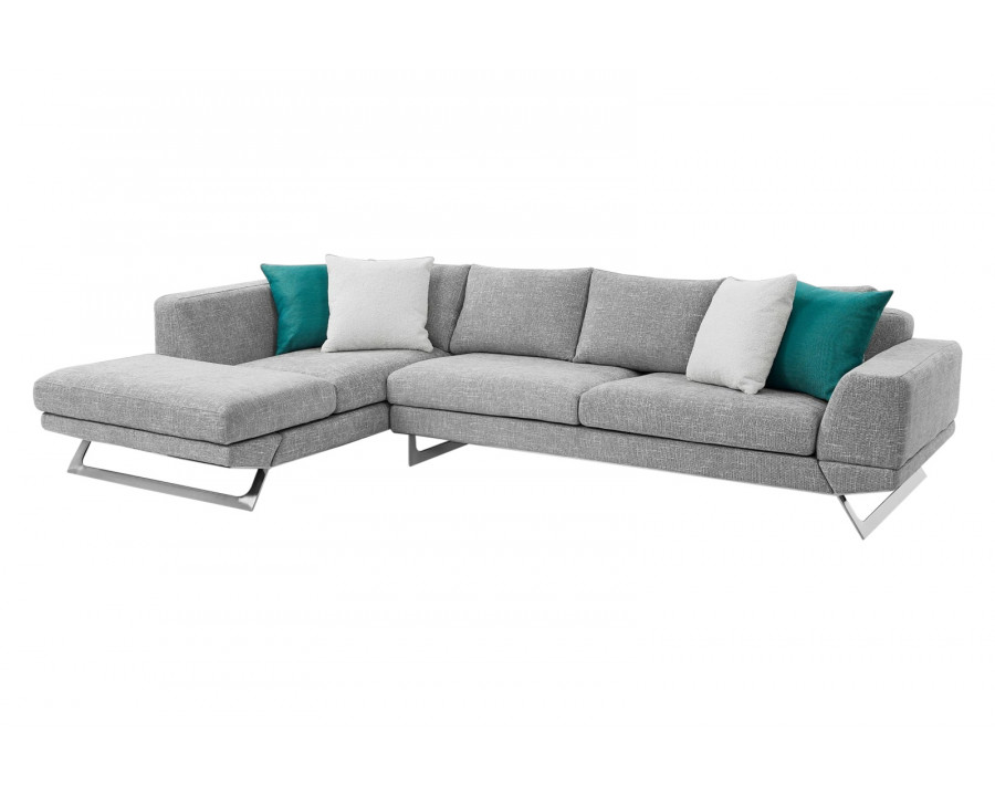 Creative Lia Left Facing Sectional Sofa - Light Gray, Fabric