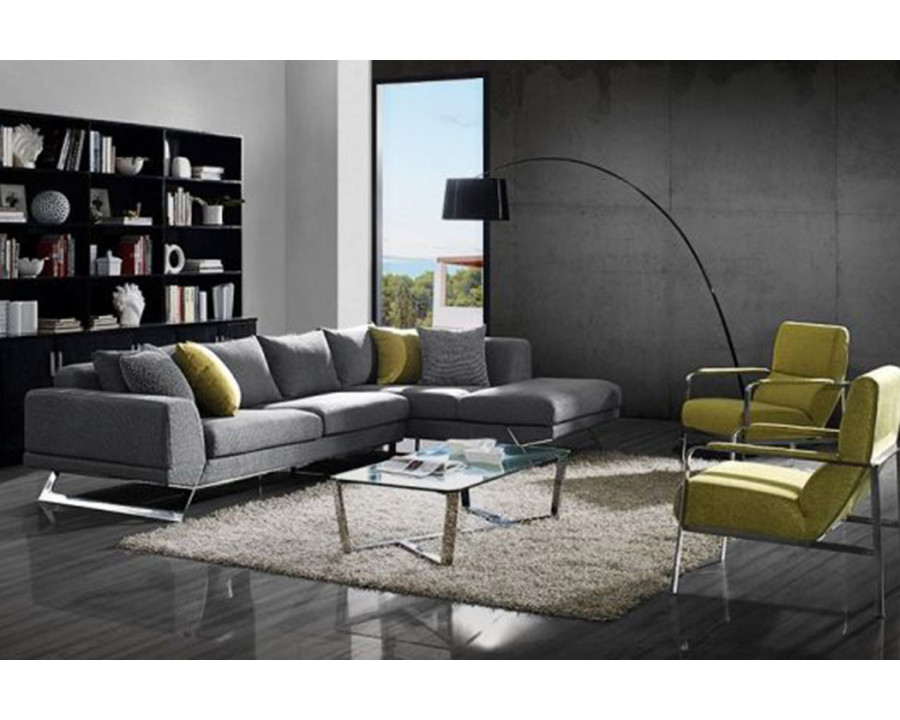 Creative Lia Right Facing Sectional Sofa - Gray, Fabric