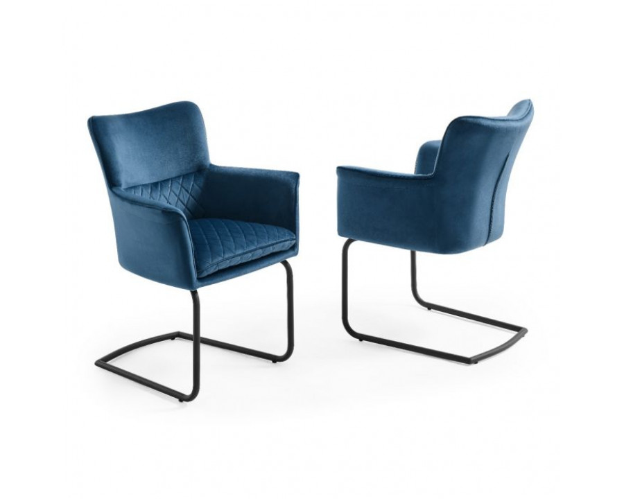 Creative Loran Upholstered Armchair - Blue/Black, Velvet/Metal