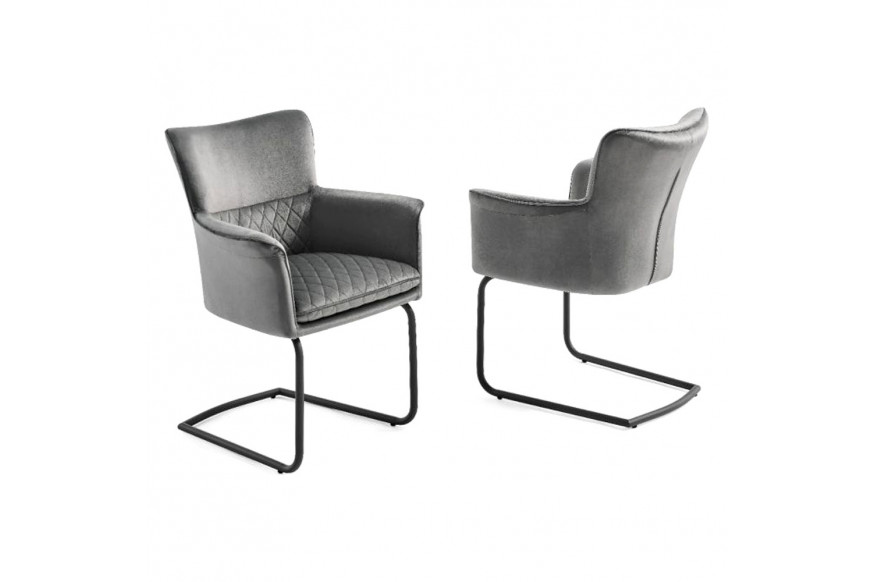 Creative™ Loran Upholstered Armchair - Gray/Black, Velvet/Metal