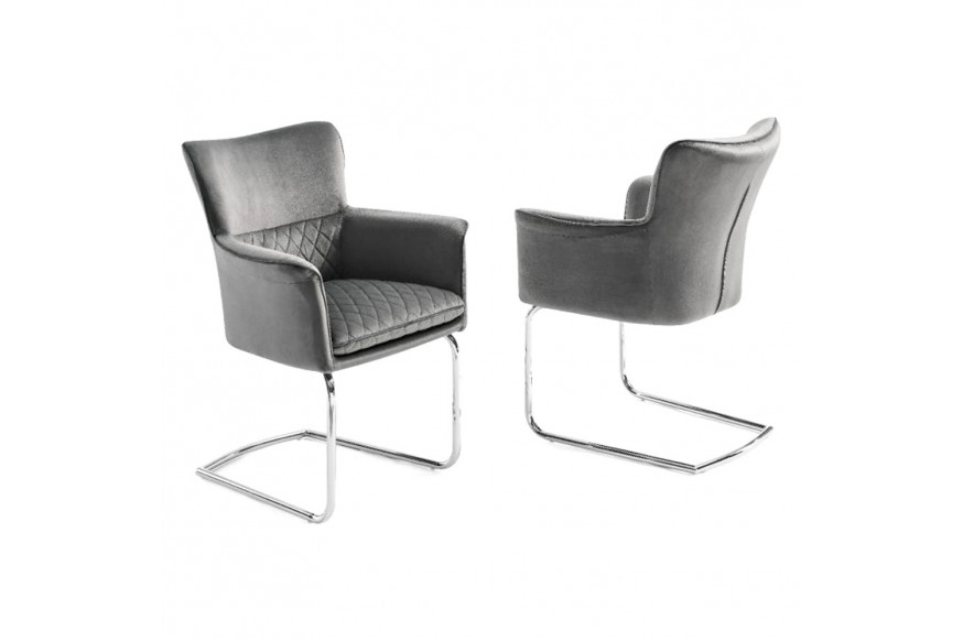 Creative™ Loran Upholstered Armchair - Gray/Chrome, Velvet/Metal