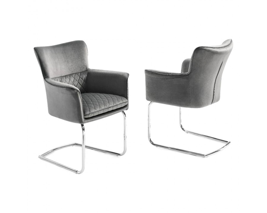 Creative Loran Upholstered Armchair - Gray/Chrome, Velvet/Metal