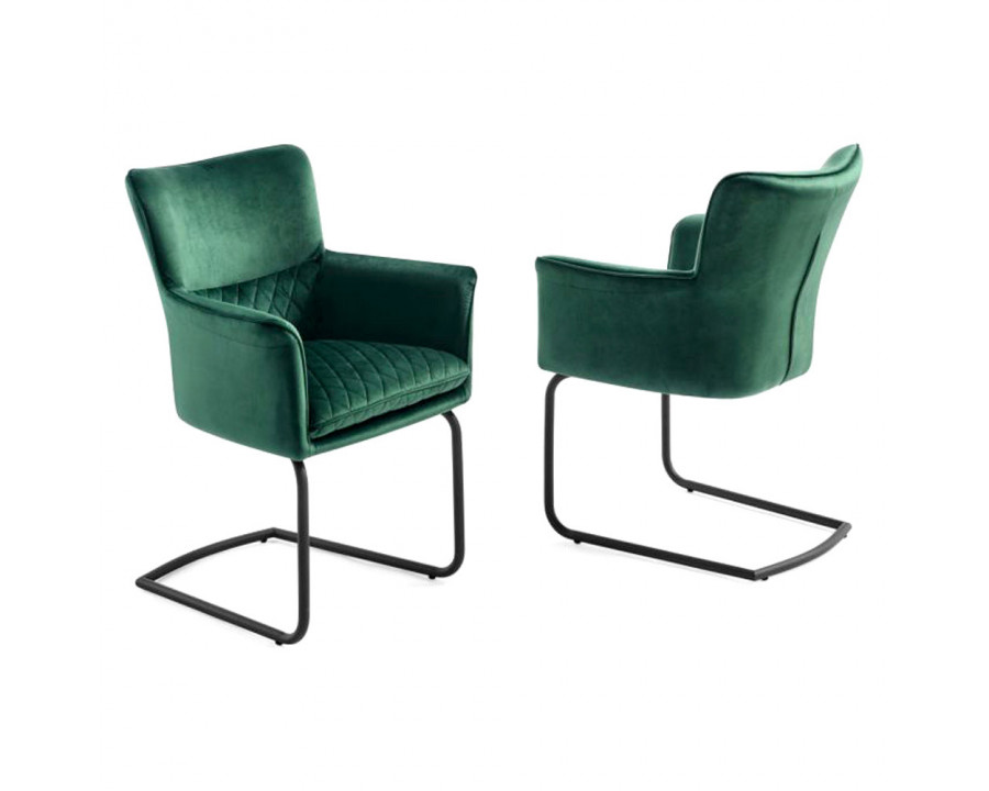 Creative Loran Upholstered Armchair - Green/Black, Velvet/Metal