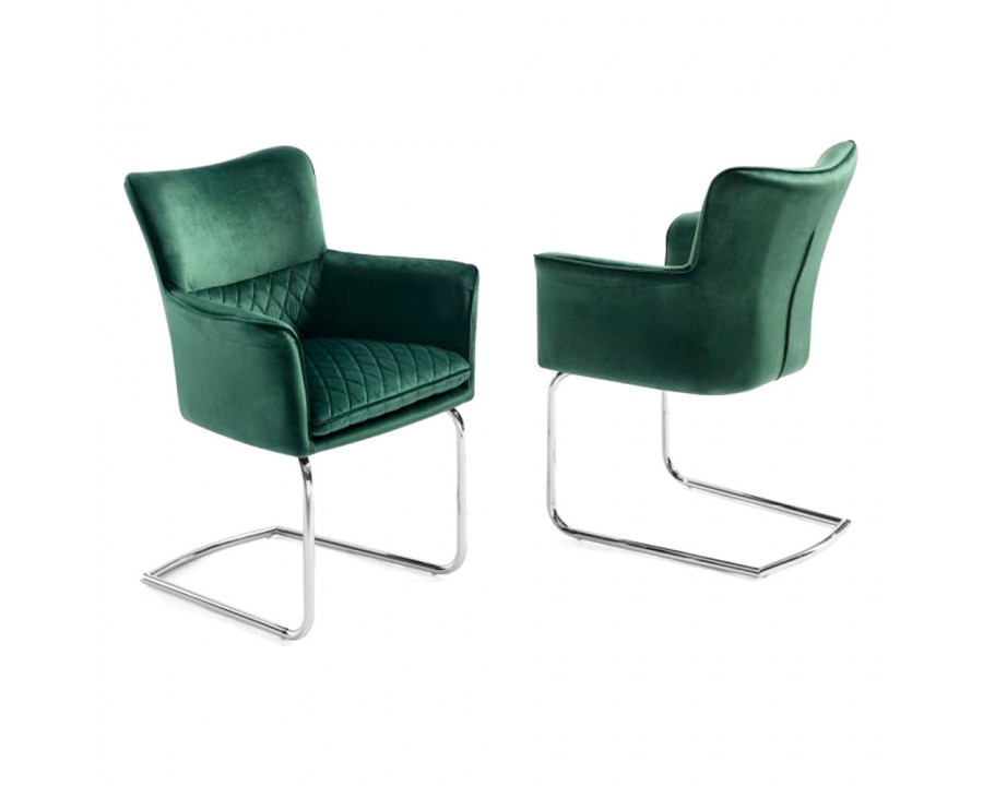 Creative Loran Upholstered Armchair - Green/Chrome, Velvet/Metal