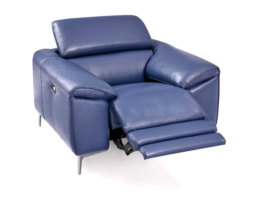 Creative Lucca Armchair with Power Recliner - Denim Blue, Leather