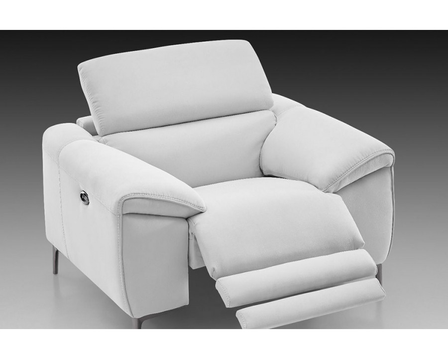 Creative Lucca Armchair with Power Recliner - Snow White, Leather