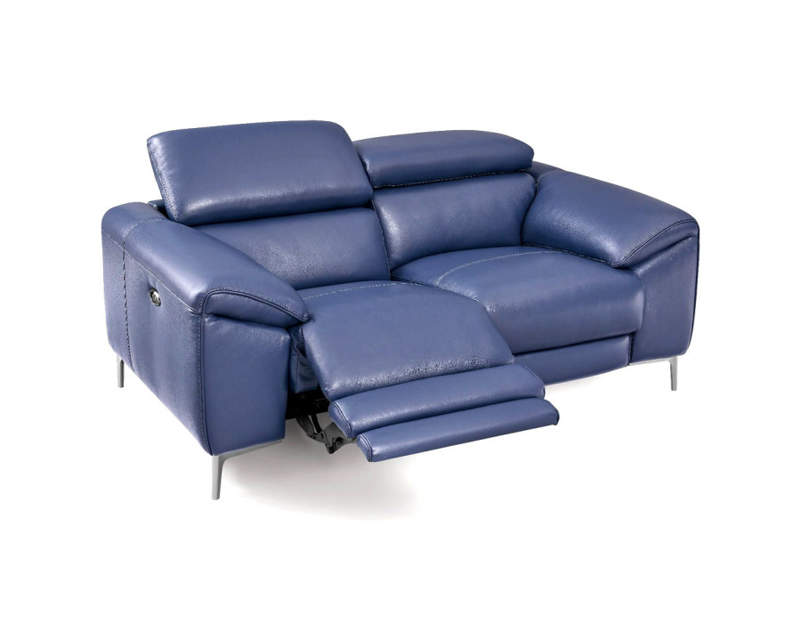 Creative Lucca Loveseat with Power Recliners - Denim Blue, Leather