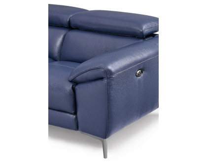 Creative Lucca Loveseat with Power Recliners - Denim Blue, Leather