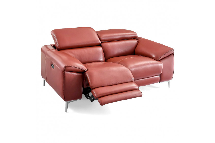 Creative™ Lucca Loveseat with Power Recliners - Rustic Red, Leather